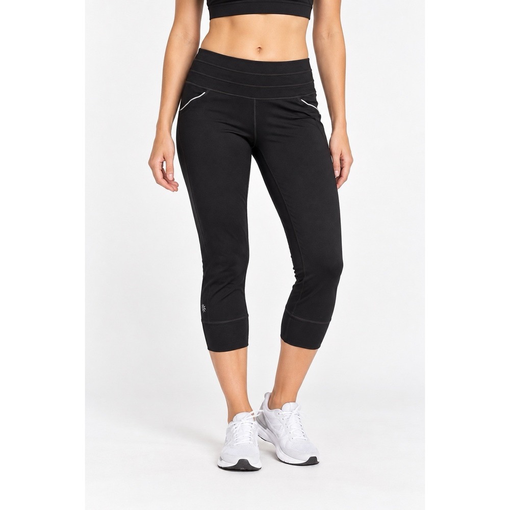 Athleta Black Relay Mesh Panel & Pocket Capri Pants Style 862109 Women's LT